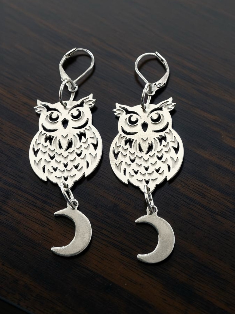 🆕 Oil with Moons Laser Etched Dangle Earrings